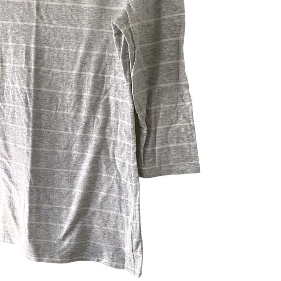 a new day Boatneck Heather Grey Striped Tee Shirt Size M - Picture 3 of 6